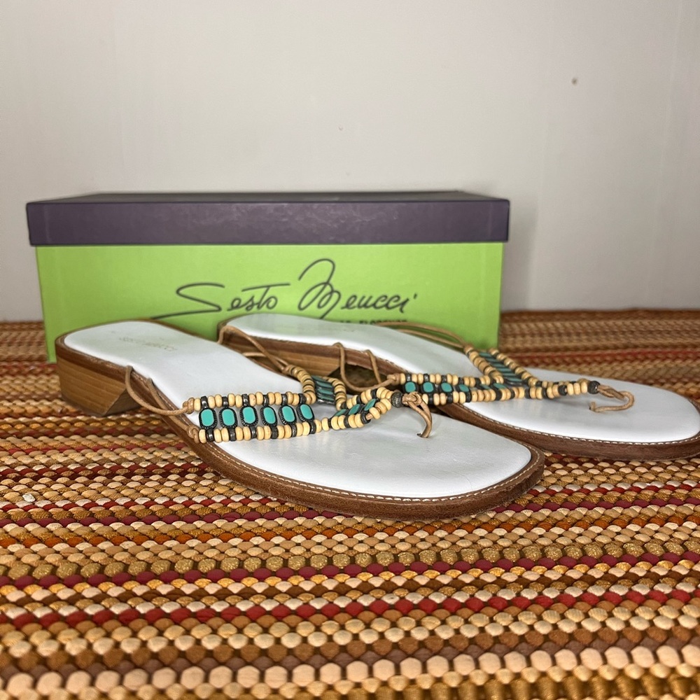 Italian made Sesto Meucci Beaded Flip Flop-size 9